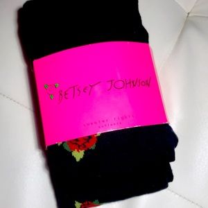 Betsey Johnson sweater tights vintage red rose NWT